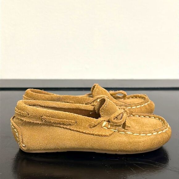 Zara Baby Tan Suede Slip-on Loafers Sz 23/ 2 Years - Picture 1 of 7